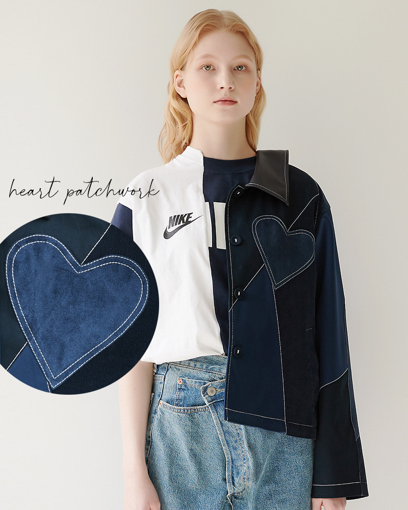 Heart Patchwork Jacket[Navy]